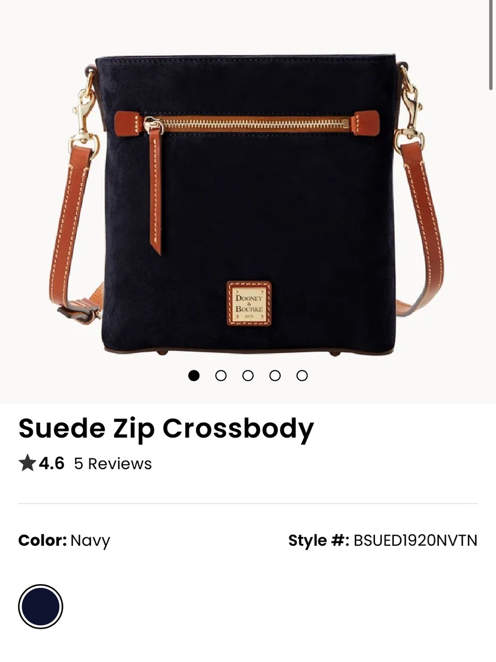 Dooney & Bourke Black Suede Crossbody with Tan Trim